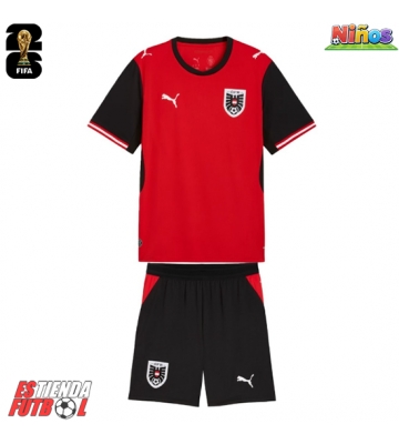 Austria Primera Equipación Niños Mundial 2026 Manga Corta (+ Pantalones cortos)